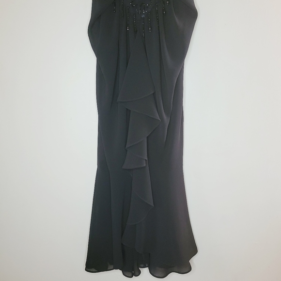 Vintage New Leaf Dress Samir Women's Sz 6 Black Cocktail Beaded Long Ruffles - Picture 9 of 12